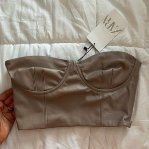 Zara bustier crop top - faux leather